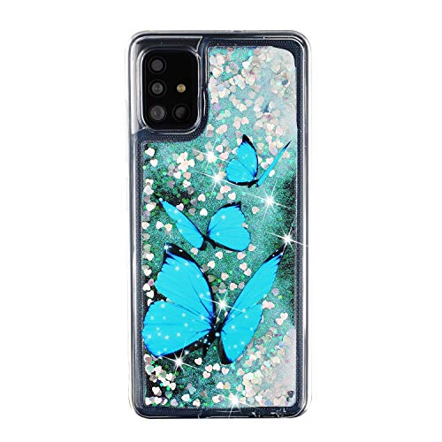 ChoosEU Hülle für Samsung Galaxy A23 / M23 5G / M13 4G Glitzer Transparent Muster Design Flüssig Silikon Handyhülle Treibsand Weich Durchsichtig Schutzhülle Stoßfest Soft Case - Blau Schmetterling von Choeeu