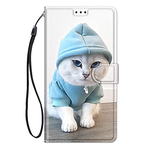 ChoosEU Hülle für Samsung Galaxy A34 5G Klapphülle Muster Handytasche PU Leder Schutzhülle Flip Case Stoßfeste Silikon Motive für Mädchen Handyhülle Motiv Klappbar Lederhülle Cover - Blau Katze von Choeeu