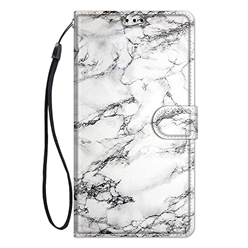 ChoosEU Hülle für Samsung Galaxy A34 5G Klapphülle Muster Handytasche PU Leder Schutzhülle Flip Case Stoßfeste Silikon Motive für Mädchen Handyhülle Motiv Klappbar Lederhülle Cover - Weisser Marmor von Choeeu