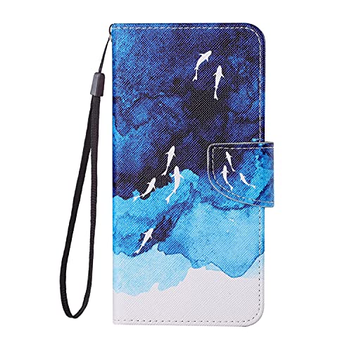 ChoosEU Hülle für Samsung Galaxy A53 5G Klapphülle Lederhülle Standfunktion Schutzhülle Stoßfeste Silikon Handyhülle Motive Handytasche für Mädchen Frau Handy Case für Galaxy A53 5G - Blau Fisch von Choeeu