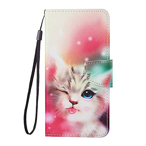 ChoosEU Hülle für Samsung Galaxy A53 5G Klapphülle Lederhülle Standfunktion Schutzhülle Stoßfeste Silikon Handyhülle Motive Handytasche für Mädchen Frau Handy Case für Galaxy A53 5G - Rosa Katze von Choeeu