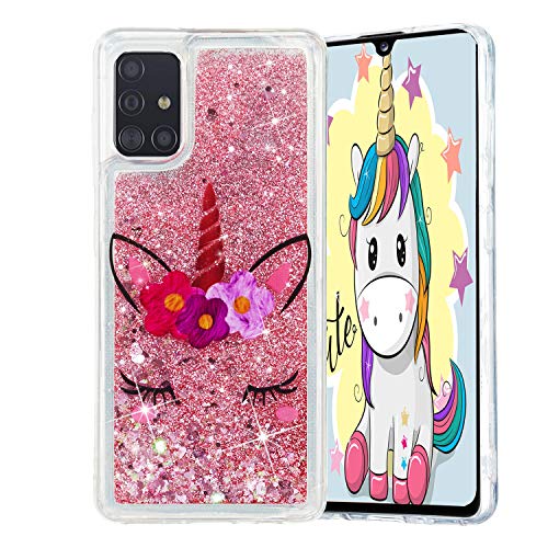 ChoosEU Kompatibel mit Hülle Samsung Galaxy A51 Silikon Glitzer Transparent Muster 3D TPU Handyhülle Durchsichtig Glitter Dünn Schutzhülle Bumper Stoßfest Slim Case Soft Cover - Einhorn von Choeeu