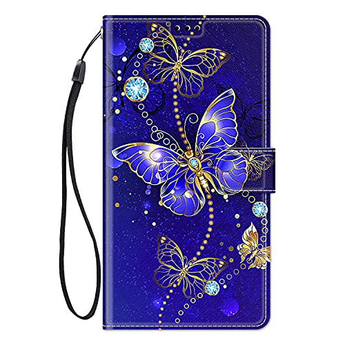 ChoosEU Leder Hülle für Samsung Galaxy A12 / M12 Klapphülle, Muster Handytasche Schutzhülle Flip Case Stoßfeste Silikon Motive Handyhülle, Klappbar Lederhülle Cover - Lila Schmetterling von Choeeu