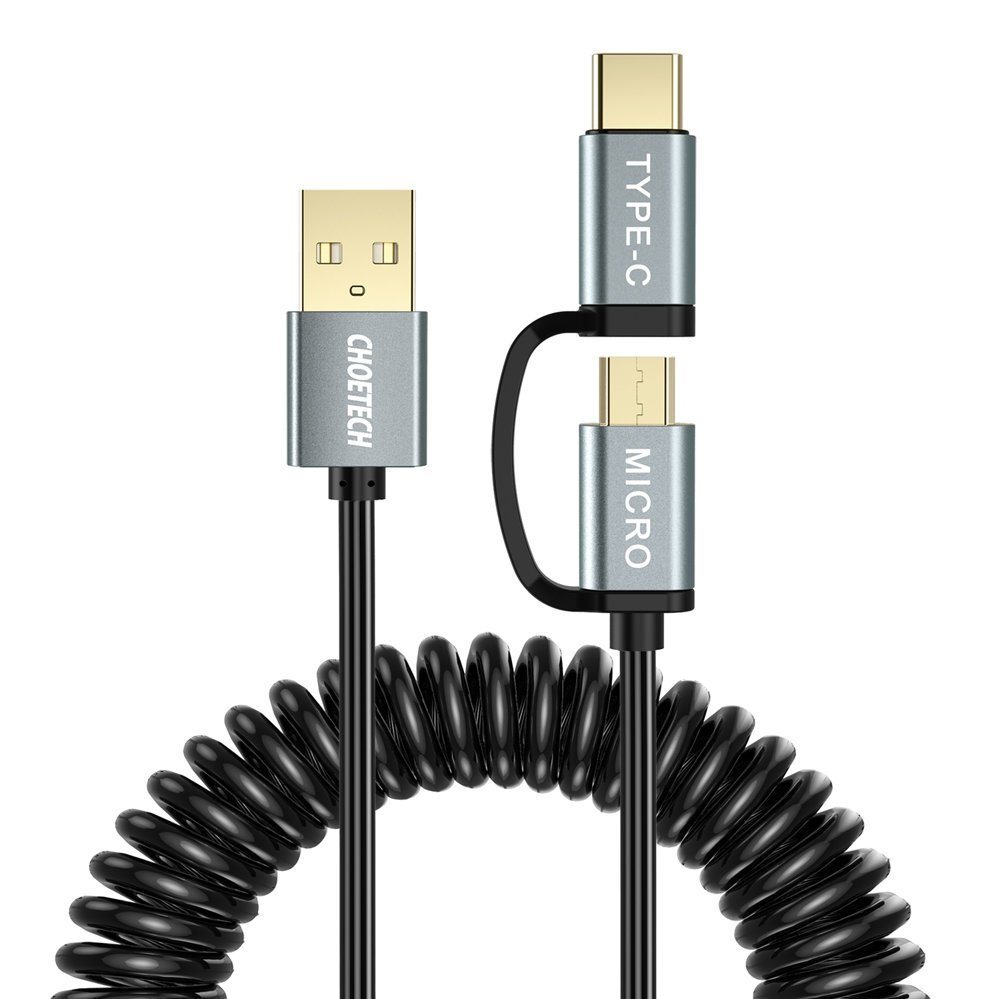 Choetech 2in1 Kabel USB - USB Typ C / Micro USB 1.2m Kabel Schwarz USB-Adapter von Choetech