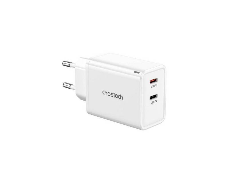 Choetech Choetech, GaN, 2x USB-C, PD65W Netzwerkladegerät (weiß) Smartphone-Kabel von Choetech