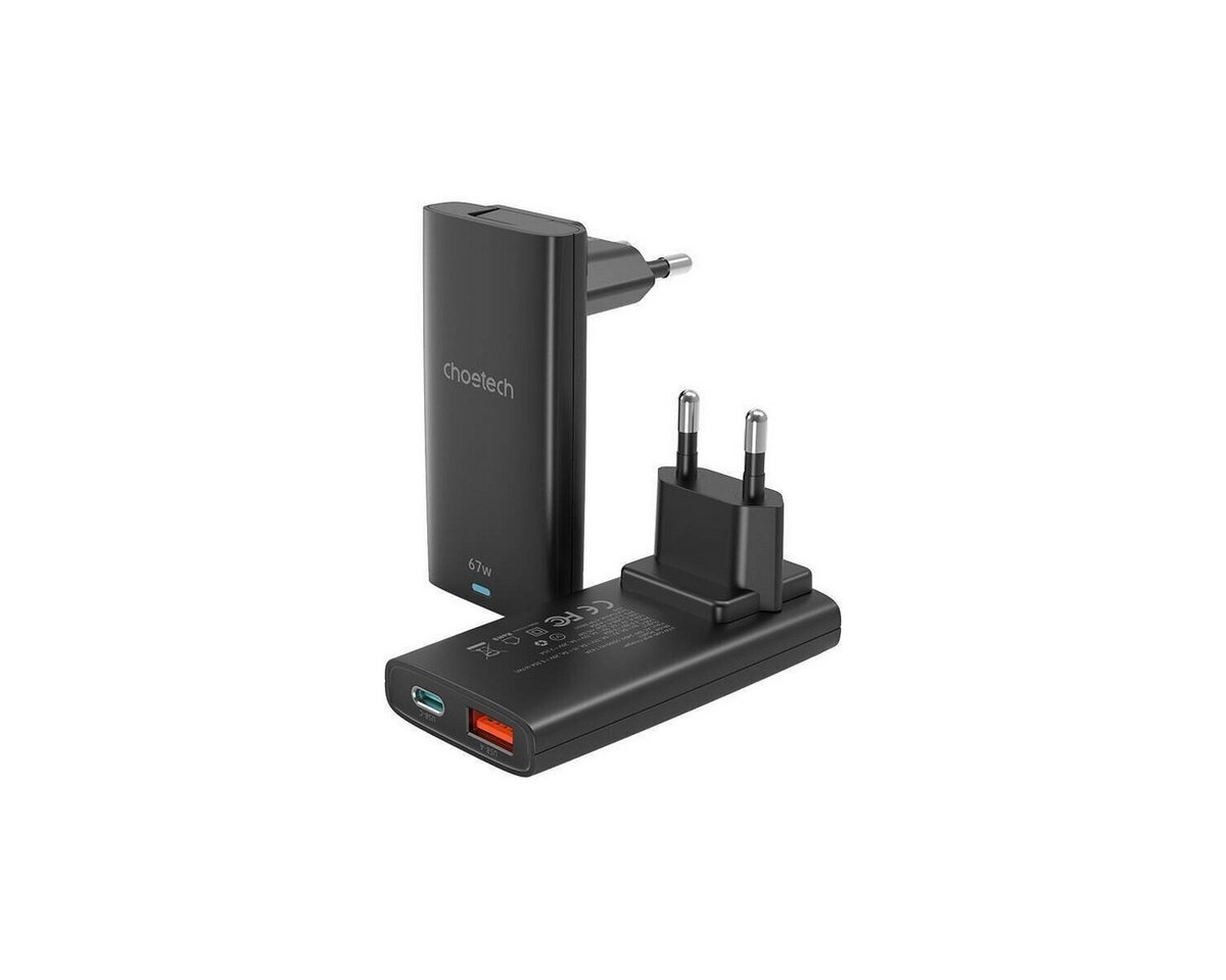 Choetech Choetech PD65W GaN Slim USB-A+C Mini-Ladegerät (schwarz) Smartphone-Ladegerät (Schnellladefunktion) von Choetech
