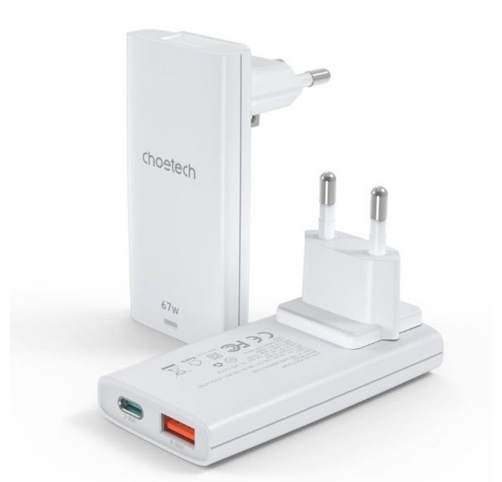 Choetech Schnellladegerät + Länderadapter, USB-C + USB-A Output 45W + 10.5W Schnelllade-Gerät von Choetech