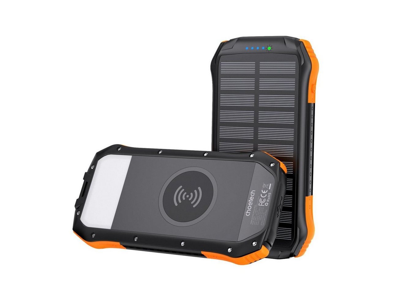 Choetech Solar Powerbank B659 mit induktivem Laden 10000mAh Qi 5W orange 5V Solar Powerbank von Choetech