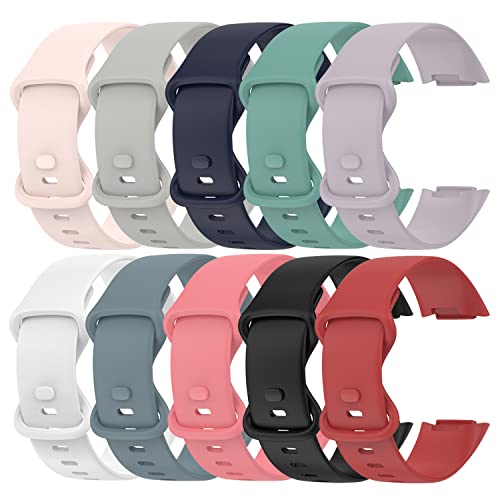 Chofit 10 Stück Armbänder kompatibel mit Fitbit Charge 6/Charge 5, Buntes weiches Silikon-Ersatzarmband für Charge 5 Activity Tracker, Large von Chofit