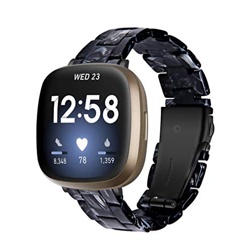 Chofit Armbänder Kompatibel mit Fitbit Versa 3 Armband, Verstellbares Harz Ersatzarmband Band Uhrenarmband Zubehör für Versa 3/Sense Smart Watch (Schwarz) von Chofit