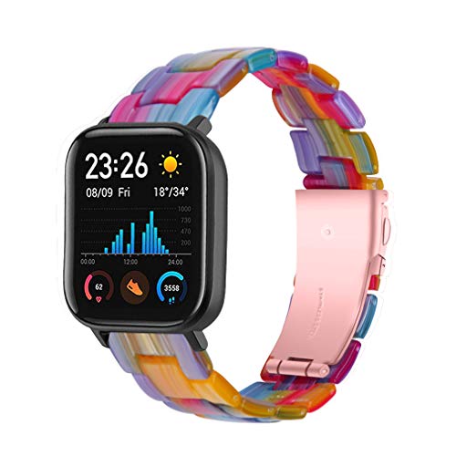 Chofit Armbänder kompatibel mit Amazfit GTS 4 Mini/GTS 2 Mini Armband, 20 mm Harz-Ersatzarmband für Bip 3 Pro/Bip 3/GTS 3/GTS 2 Mini/GTS 2e/GTS 2 (Rainbow) von Chofit