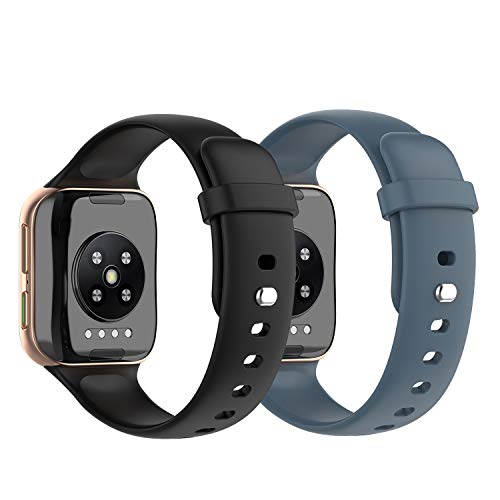 Chofit Armbänder kompatibel mit Oppo Watch 46 mm Armband, weiches Silikon, Sport-Armband, Ersatz-Armband, Uhrenzubehör für Oppo Watch 46 mm Smartwatch (schwarz + schiefer) von Chofit