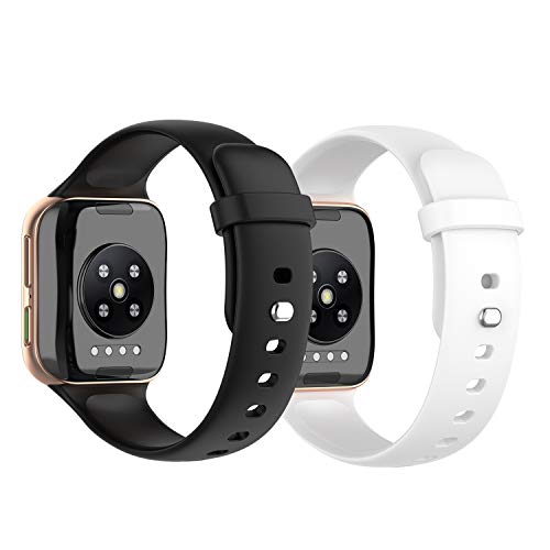 Chofit Armbänder kompatibel mit Oppo Watch 46 mm Armband, weiches Silikon, Sport-Armband, Ersatz-Armband, Uhrenzubehör für Oppo Watch 46 mm Smartwatch (schwarz + weiß) von Chofit