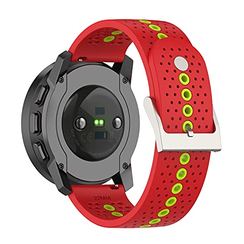 Chofit Armbänder kompatibel mit Suunto 9 Peak Strap, weiches Silikon-Sport-Ersatzarmband 22 mm Band mit bunten Löchern, Uhrenzubehör für Suunto 9 Peak Smart Watch (rot) von Chofit