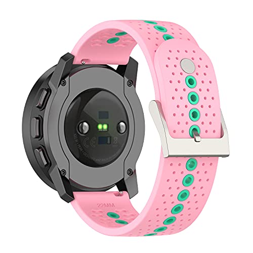 Chofit Armbänder kompatibel mit Suunto 9 Peak Strap, weiches Silikon-Sport-Ersatzarmband 22 mm Band mit bunten Löchern, Uhrenzubehör für Suunto 9 Peak Smartwatch (Rosa) von Chofit