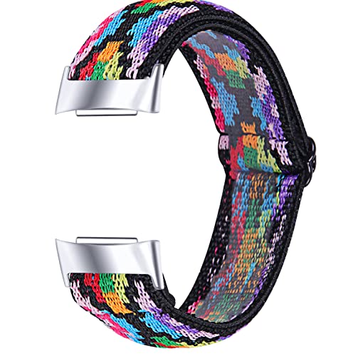 Chofit Armband kompatibel mit Fitbit Charge 5 Armbändern, gewebtes Nylon, elastisch, wasserdicht, Ersatz für Charge 5 Activity Tracker (14) von Chofit