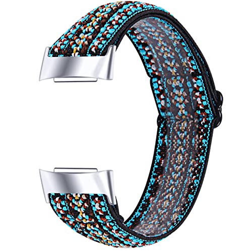 Chofit Armband kompatibel mit Fitbit Charge 5 Riemen, gewebtes Nylon, elastische Armbänder, wasserdichter Ersatz für Charge 5 Activity Tracker (4) von Chofit