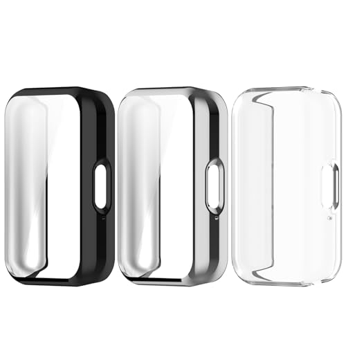 Chofit Cases Kompatibel mit Samsung Galaxy Fit 3 SM-R390 Bildschirmschutz, weiche TPU überzogene Schutzhülle Film Cover Protector Armor Shell für Galaxy Fit3 (Schwarz+Klar+Silber) von Chofit