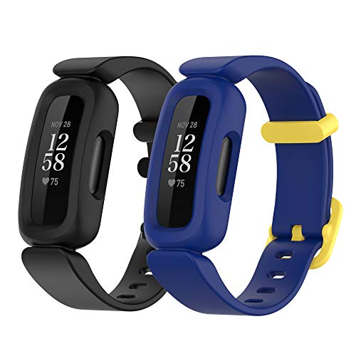 Chofit Ersatzarmband kompatibel mit Fitbit Ace 3, weiches Silikon, verstellbar, flexibel, Armband für Ace 3 / Inspire 2 Activity Tracker (schwarz + blau-gelb) von Chofit