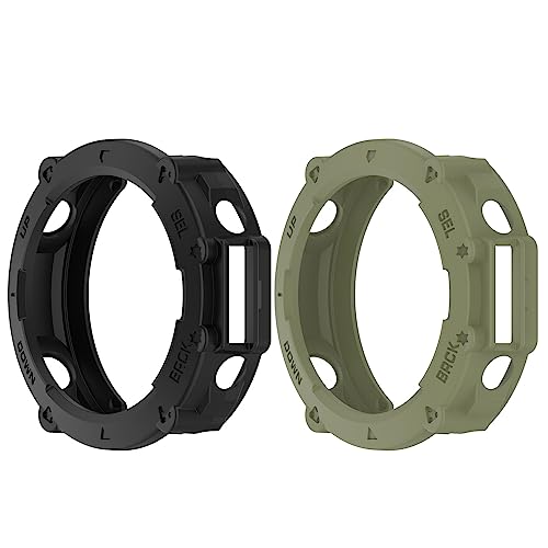 Chofit Hüllen Kompatibel mit Amazfit T-Rex Ultra Hülle, TPU Schutzhülle Sport Hüllen Cover Protector Shell Zubehör für T-Rex Ultra Smartwatch (Schwarz + Grün) von Chofit