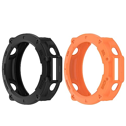 Chofit Hüllen Kompatibel mit Amazfit T-Rex Ultra Hülle, TPU Schutzhülle Sport Hüllen Cover Protector Shell Zubehör für T-Rex Ultra Smartwatch (Schwarz + Orange) von Chofit