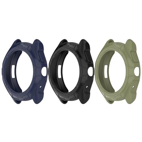 Chofit Hüllen Kompatibel mit Ticwatch Pro 5 Hülle, Schutzhüllen TPU Cover Protector Shell Bumper Uhrenzubehör für Ticwatch Pro5 Smartwatch (Schwarz/Marineblau/Grün) von Chofit