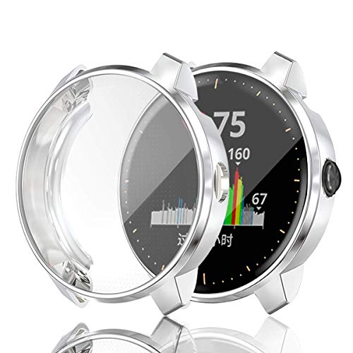 Chofit Hüllen für Vivoactive 3 Music Schutzhülle, Displayschutzfolie Cover Soft TPU überzogene Abdeckung Rundum Bumper Shell Kompatibel mit Garmin Vivoactive 3 Music GPS Smartwatch (Silber) von Chofit