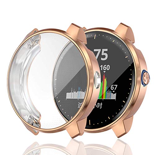 Chofit Hüllen für Vivoactive 3 Music Schutzhülle,Displayschutzfolie Cover Soft TPU Überzug Rundum Bumper Shell Kompatibel mit Garmin Vivoactive 3 Music GPS Smartwatch (Rosegold) von Chofit