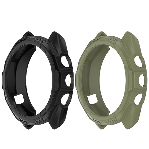 Chofit Hüllen kompatibel mit Garmin Approach S70 47 mm 42 mm Hülle, TPU Schutzhüllen Cover Protector Shell Zubehör für Approach S70 (42 mm, Schwarz/Grün) von Chofit