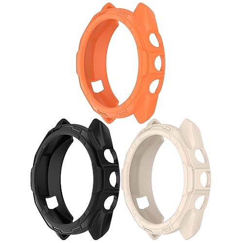 Chofit Hüllen kompatibel mit Garmin Approach S70 47 mm 42 mm Hülle, TPU Schutzhüllen Cover Protector Shell Zubehör für Approach S70 (47 mm, Schwarz/Orange/Sternenlicht) von Chofit