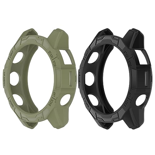 Chofit Hüllen kompatibel mit Garmin Epix Pro Gen 2 47 mm/Fenix 7 Pro/Fenix 7 Hülle, TPU Schutzhüllen Abdeckungen Uhrenrahmen Protector Shell Zubehör (Schwarz + Grün) von Chofit