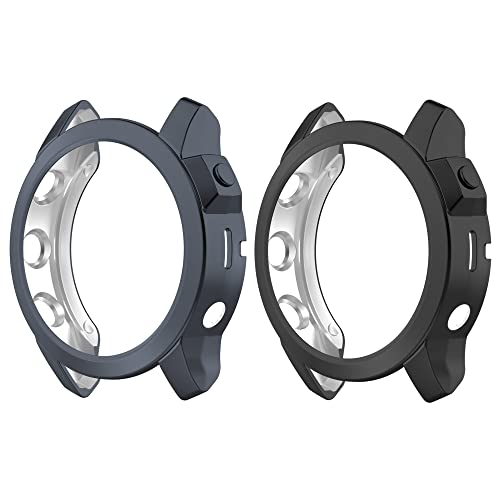 Chofit Hüllen kompatibel mit Garmin Fenix 7X/Fenix 7X Solar Hülle, TPU Plated Protector Protective Case Cover Armor Shell für Fenix 7X/Fenix 7X Solar (Nicht für Fenix 7S/Fenix 7) (Schwarz + Grau) von Chofit