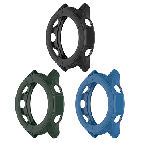 Chofit Hüllen kompatibel mit Garmin Forerunner 955 Hülle, TPU Schutzhüllen Cover Uhrenschutz Shell Zubehör für Forerunner 955 Smart Watch (Schwarz + Grün + Blau) von Chofit
