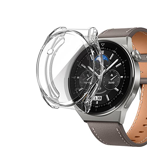 Chofit Schutzhülle kompatibel mit Huawei Watch GT 3 Pro, Displayschutzfolie, TPU-beschichtete Schutzhülle, Schutzfolie, für Huawei Watch GT3 Pro 46 mm, 43 mm (46 mm, transparent) von Chofit