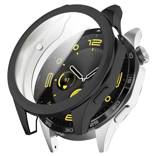 Chofit Hüllen kompatibel mit Huawei Watch GT 4 46 mm 41 mm Displayschutzfolie, TPU-beschichtete Schutzhülle Film Cover Armor Shell für Huawei Watch GT4 (schwarz, 46 mm) von Chofit
