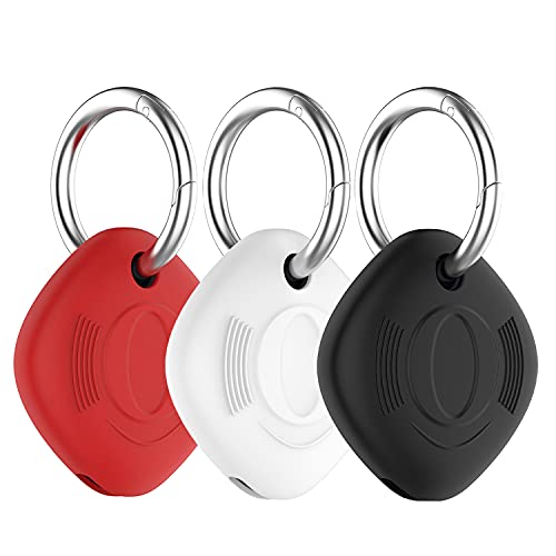Chofit Hüllen kompatibel mit Samsung Galaxy SmartTag/SmartTag+ Hülle, weiches Silikon Schlüsselanhänger Schutzhülle Anti-Verlust Schlüsselanhänger Zubehör für SmartTag/SmartTag Plus (Rot+Weiß+Schwarz) von Chofit