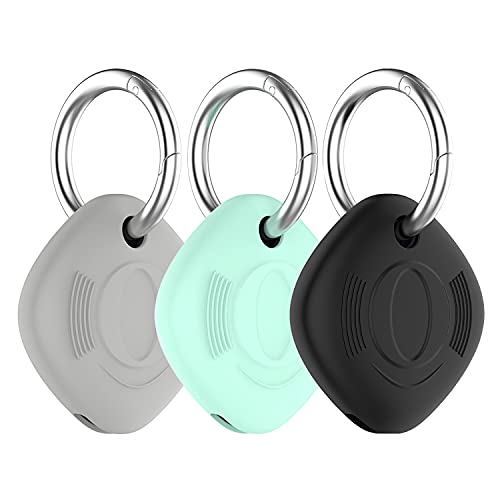Chofit Hüllen kompatibel mit Samsung Galaxy SmartTag/SmartTag+ Hülle, weiches Silikon Schlüsselanhänger Schutzhülle Anti-Verlust Zubehör für SmartTag/SmartTag Plus (Grau + Blaugrün + Schwarz) von Chofit