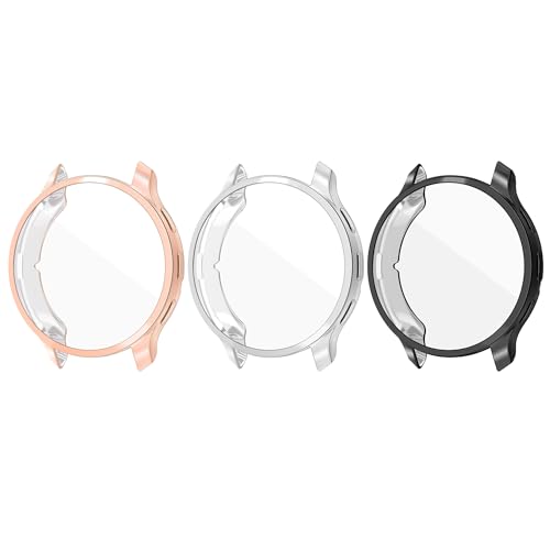 Chofit Kompatibel mit Garmin Venu 3S Displayschutzfolie, TPU-beschichtete Schutzhülle, vollständige Abdeckung, Armor Shell für Venu3S 41 mm (Schwarz + Rotgold + Silber) von Chofit