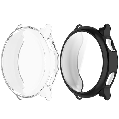 Chofit Kompatibel mit Garmin Vivoactive 6 Displayschutzfolie, TPU-beschichtete Schutzhülle, Folie, vollständige Abdeckung, Armor Shell für Vivoactive6 (schwarz + transparent) von Chofit
