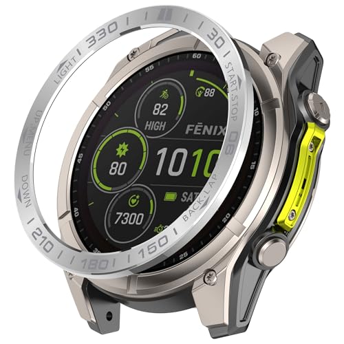 Chofit Schutzfolie kompatibel mit Garmin Fenix 8 51 mm Renn-Lünettenringabdeckungen, Stahlschlaufe, selbstklebender Rahmenabdeckung für Fenix8 51 AMOLED/Solar (Silbergrau, 51 mm-AMOLED) von Chofit
