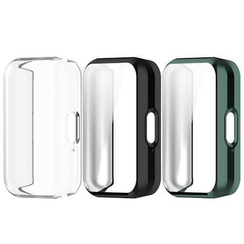 Chofit Schutzhülle für Samsung Galaxy Fit 3 SM-R390, weiche TPU-beschichtete Schutzhülle, Schutzfolie, Schutzhülle für Galaxy Fit3 (Schwarz + Transparent + Grün) von Chofit