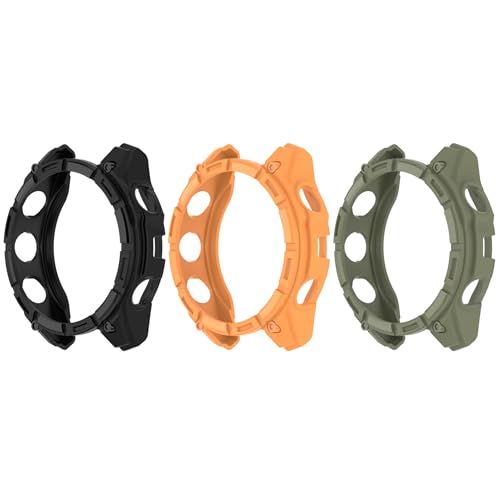 Chofit Schutzhülle kompatibel mit Garmin Fenix 8 47 mm, TPU-Schutzhülle, robuste Schutzhülle für Fenix 8 47 mm (Schwarz + Grün + Orange) von Chofit