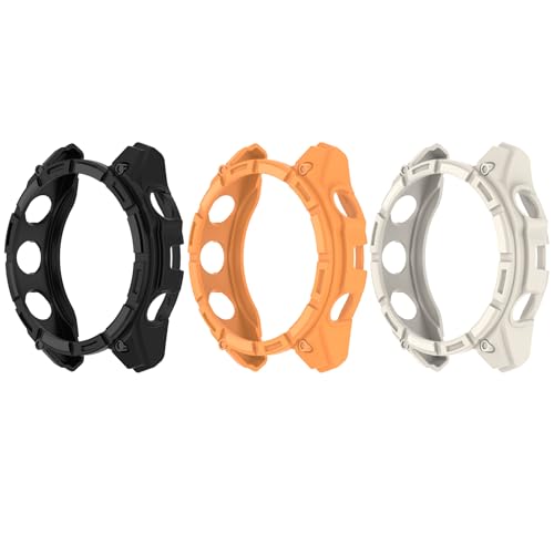 Chofit Schutzhülle kompatibel mit Garmin Fenix 8 47 mm, TPU-Schutzhülle, robuste Schutzhülle für Fenix 8 47 mm (Schwarz + Sternenlicht + Orange) von Chofit