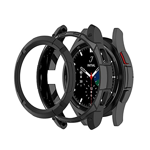 Chofit Schutzhülle kompatibel mit Samsung Galaxy Watch 4 Classic 42 mm 46 mm Hülle, TPU-Schutzhüllen mit Bezel Ring Schlaufe Selbstklebende Abdeckung für Galaxy Watch4 Classic (42 mm, schwarz) von Chofit