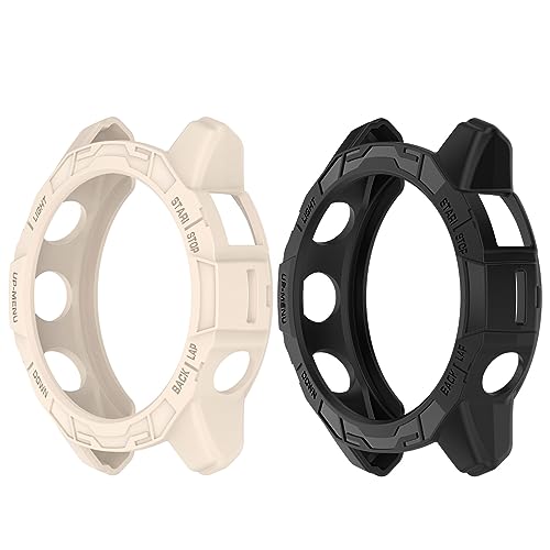 Chofit Schutzhüllen kompatibel mit Garmin Epix Pro Gen 2 42 mm/Fenix 7S Pro/Fenix 7S 42 mm Hülle, TPU Protector Cover Frame Shell Watch Zubehör (Schwarz + Sternenlicht) von Chofit