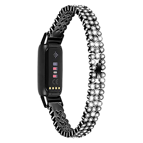 Ersatzbänder kompatibel mit Fitbit Luxe Armband, Chofit Metall Edelstahl Armband mit Strass Bling Band für Luxe Activity Tracker (schwarz) von Chofit
