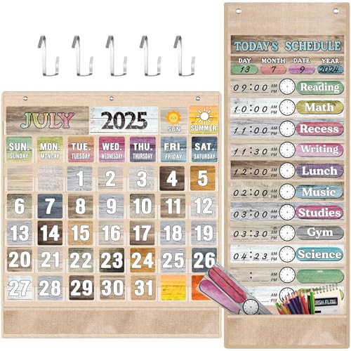 Cholemy 2 Stück Klassenzimmer Monatskalender Taschendiagramm mit 118 Kalendertaschendiagrammkarten, 31 Tagespläne, doppelte Größe, wiederverwendbare Karte und 5 Metallaufhänger für Zuhause, Schule Cholemy 2 Stück Klassenzimmer Monatskalender Taschendiagramm mit 118 Kalendertaschendiagrammkarten, 31 Tagespläne, doppelte Größe, wiederverwendbare Karte und 5 Metallaufhänger für Zuhause, Schule von Cholemy