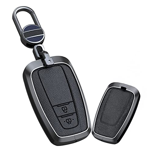 KUNIO Autoschlüssel Hülle Passt für Toyota Camry Aygo GT86 GR Supra Mirai Hilux Proace Leder Schlüsseletui Schlüssel Cover Schlüsselanhänger Auto Zubehör 2 Tasten A Schwarz von Cholung