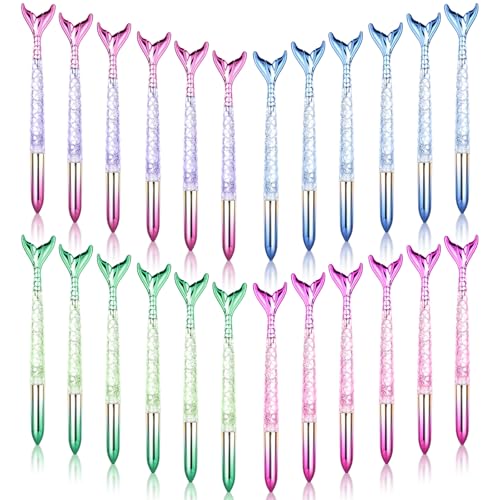 Chostky 24PCS Meerjungfrau Kugelschreiber, Crystal Gel Tinte Tintenroller, Flosse Stift kreative Fischschwanz Styling Gradient Point Stifte, Meerjungfrau Schreiben Signing Stifte für Schulbürobedarf von Chostky