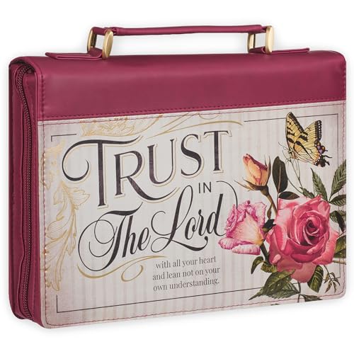 Christian Art Gifts Bibelhülle für Frauen: Trust in The Lord – Prov. 3:5 inspirierender Schriftvers, Vintage-veganes Leder, Buchtragetasche mit Schreibwarenaufbewahrung, groß, Kastanienrot Christian Art Gifts Bibelhülle für Frauen: Trust in The Lord – Prov. 3:5 inspirierender Schriftvers, Vintage-veganes Leder, Buchtragetasche mit Schreibwarenaufbewahrung, groß, Kastanienrot von Christian Art Gifts